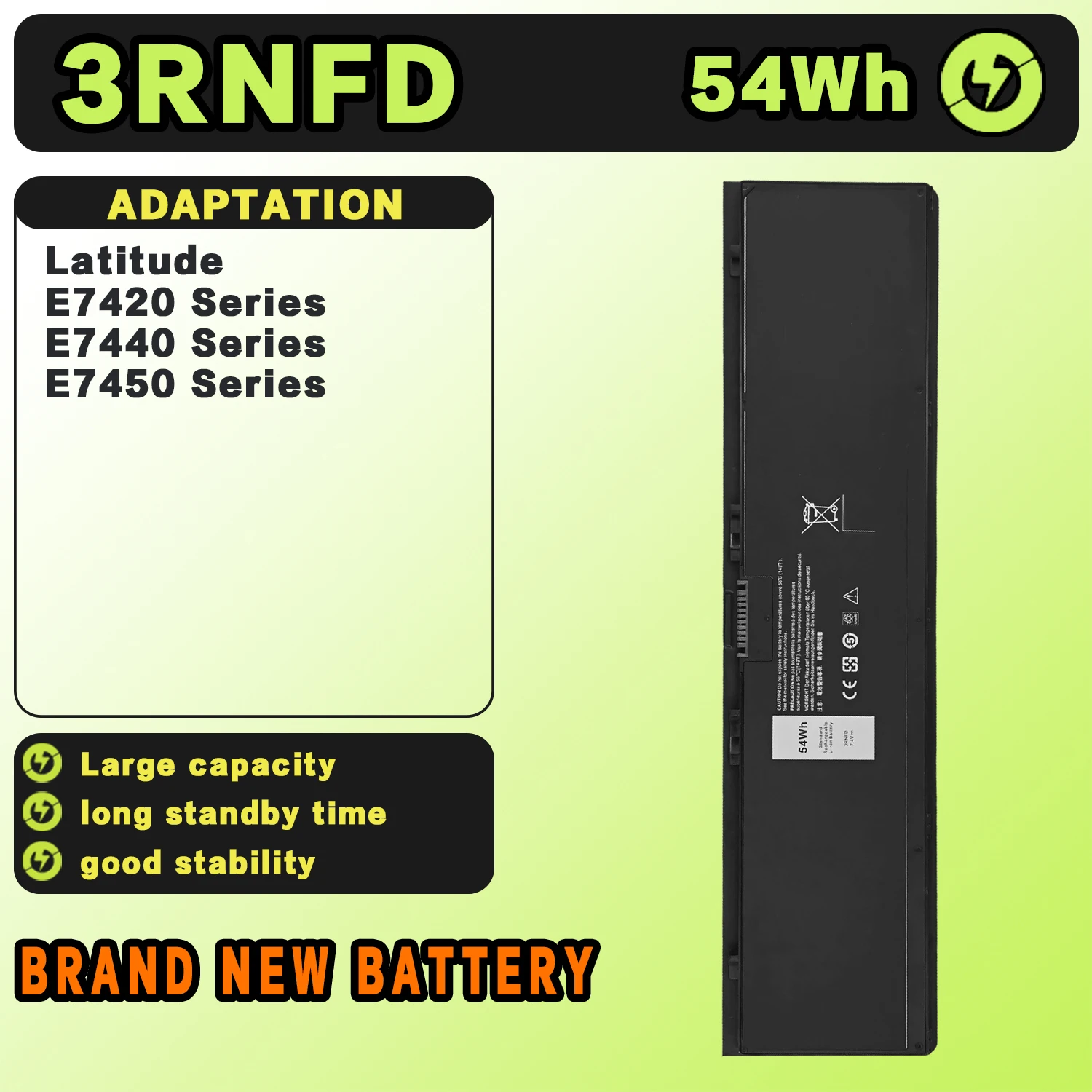 SAT 3RNFD New Laptop Batteries Replacement For DELL Latitude E7440 E7450 7.4V-54Wh-7100mAh