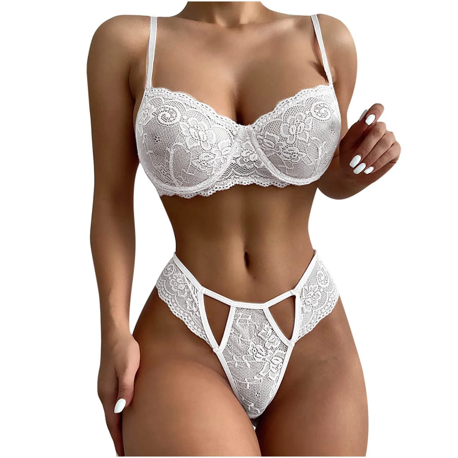 

2Pcs Set Women Sexy Lingerie Solid Erotic Lace Bra Set Teddy Sexy Briefs Bandage Underwear Set Dress Push Up Bra Lingerie Sets