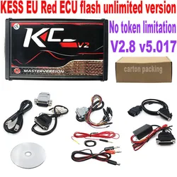 KESS V2.80 EU Red KTAG V5.017 4 LED 2.25 SW Online Unlimited KESS K-TAG 7.020 Master KESS 5.017 OBD2 Tricore ECU Repair Tool