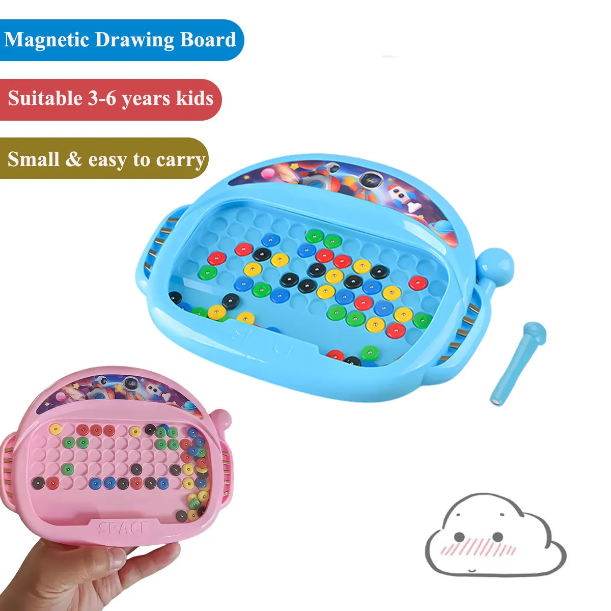 Placa magnética infantil de doodle com caneta e miçangas, brinquedo de desenho para crianças de 3-8 anos, educacional, menino, menina, presente Montessori, 1 pc