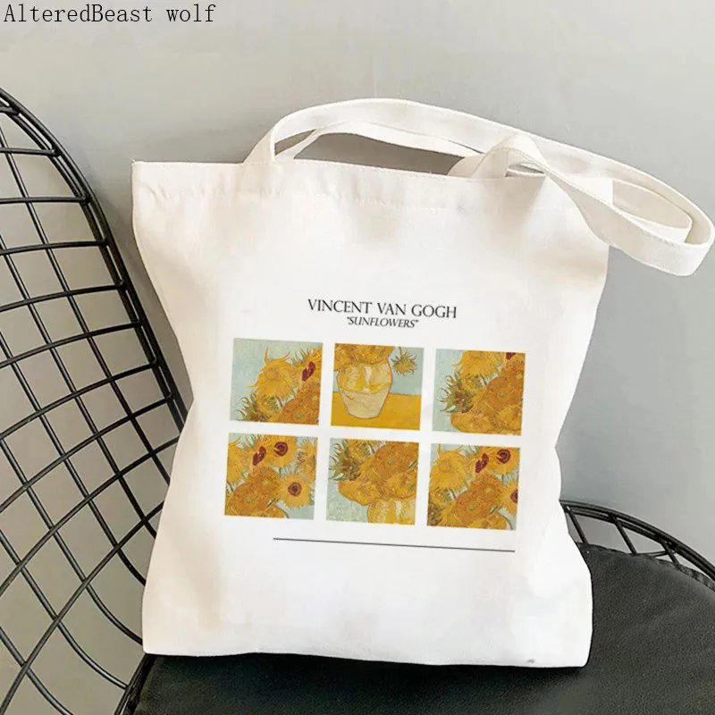 Shopper Van Gogh Img Gedruckt Kawaii Tasche Harajuku Frauen Einkaufstasche Leinwand Shopper Tasche Mädchen Handtasche Tote Bag Schulter Dame tasche