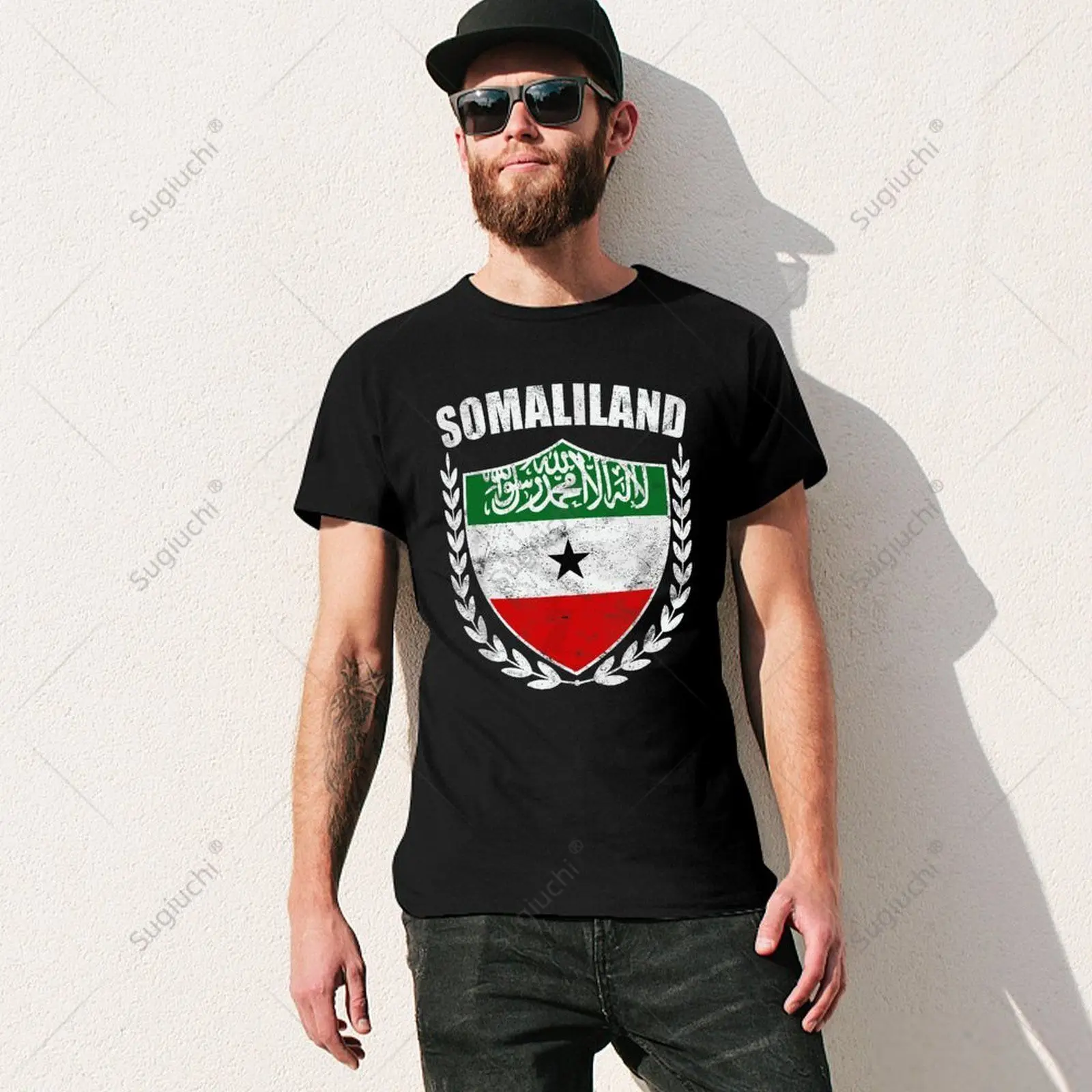 Unisex Men Vintage Somaliland Flag Shield Tshirt Tees T Shirts Women Boys 100% Cotton T-Shirt