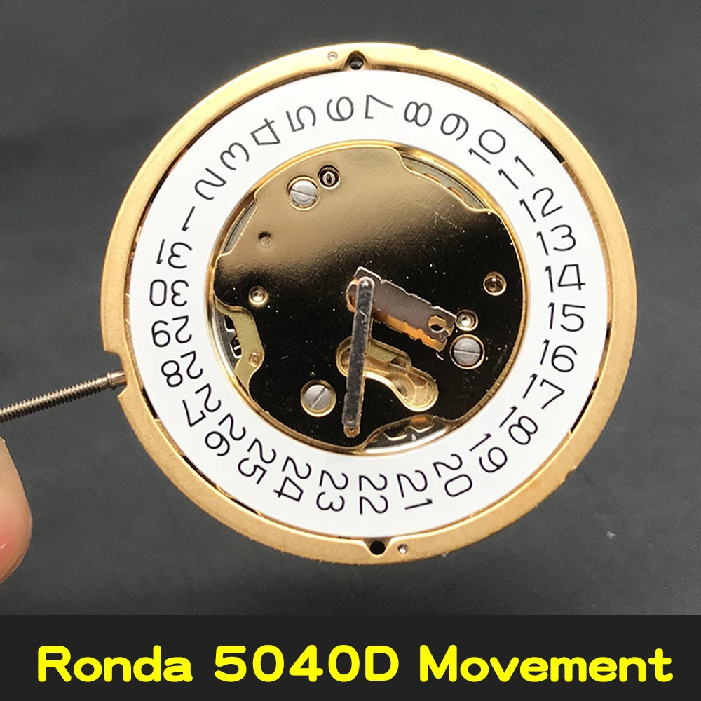 

Ronda 5040D Quartz Movement Luxury Watch Parts Replacements Original Standard Clock Mechanism Golden Movt + Battery