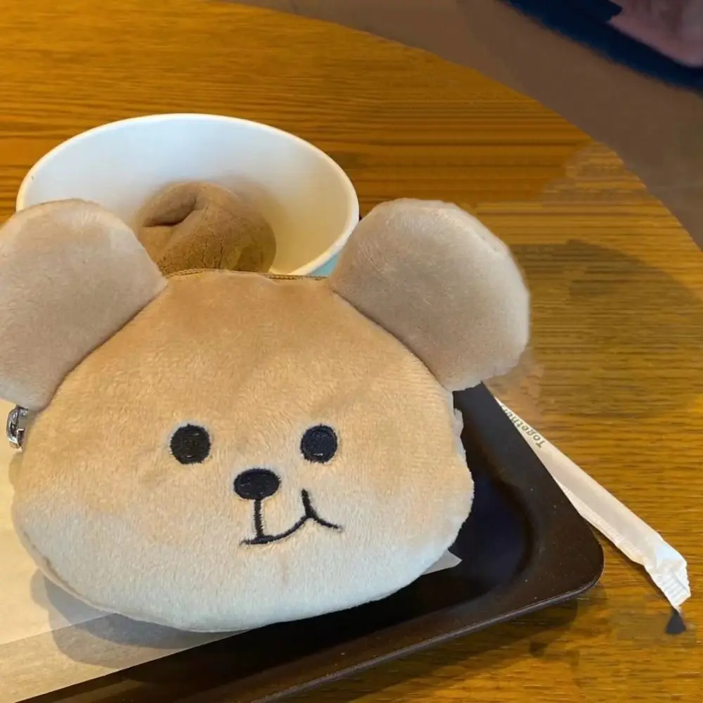 Cute Plush Bear Coin Purse Cartoon Key Chain Storage Bag Student Backpack Pendant Small Item Bag Cute Decoration