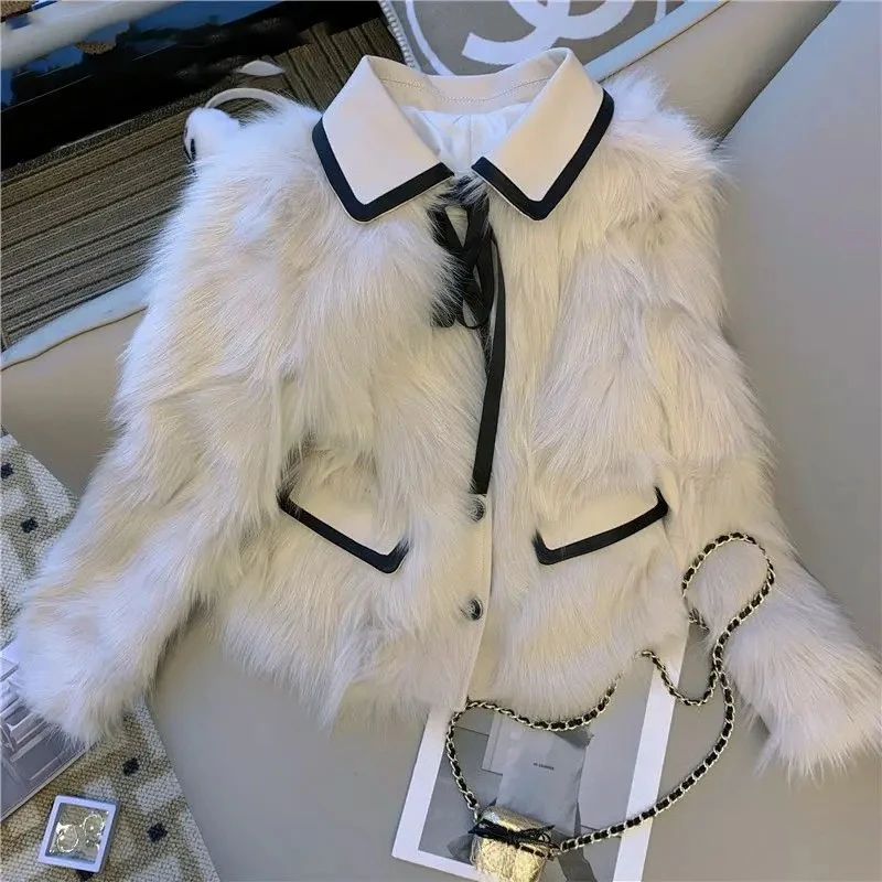 

Outerwear Xiaoxiang-style Faux Fox Fur Eco-friendly Coat Women's Jacket Faux Fur One-piece Young Cold-proof and Warm Top Jacket