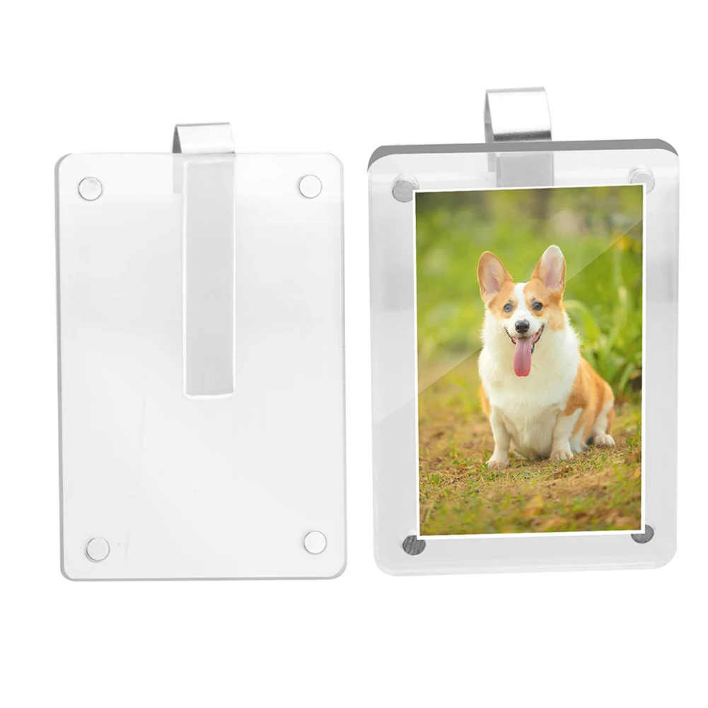 Magnetic Car Visor Photo Clip Pair Acrylic Holders for Wallet Sized Photos Clear Visuals Strong Magnetic Grip for Vehicle