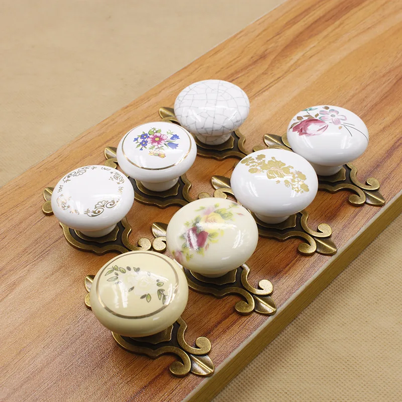 Zinc alloy ceramic drawer handle for cabinet door pull - simple and elegant cabinet wardrobe single-hole round small handle