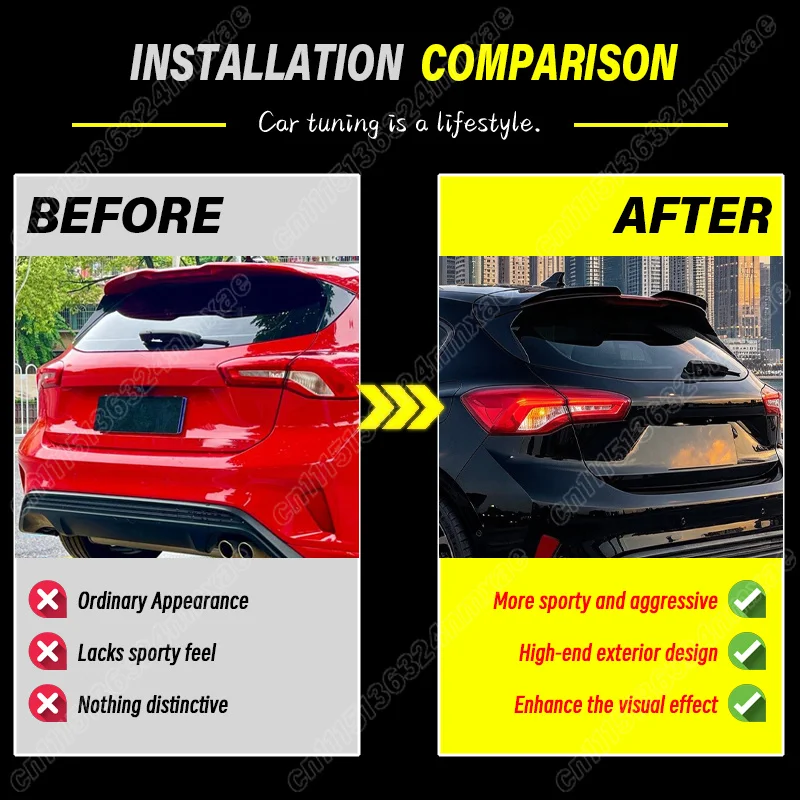 For Ford Focus MK4 Hatchback ST Line 2019 2020 2021 2022 2023 2024 2025 2026 Rear Spoiler Car Rear Wing Exterior Body Mod Kit