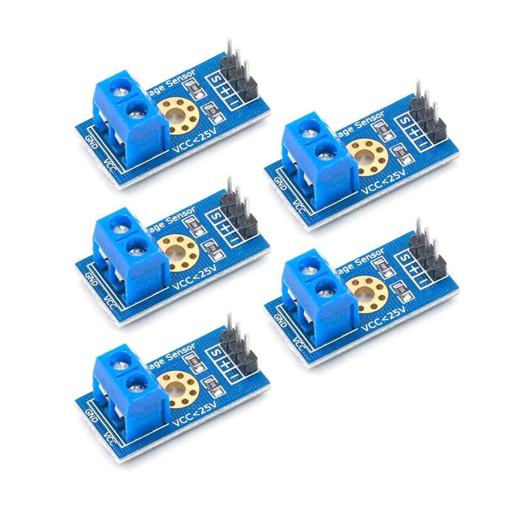 For DC Voltage Sensor Module Pack 5/10/20 Units Input 0-25V Detection Range 0.00489V Resolution for Microcontroller Use