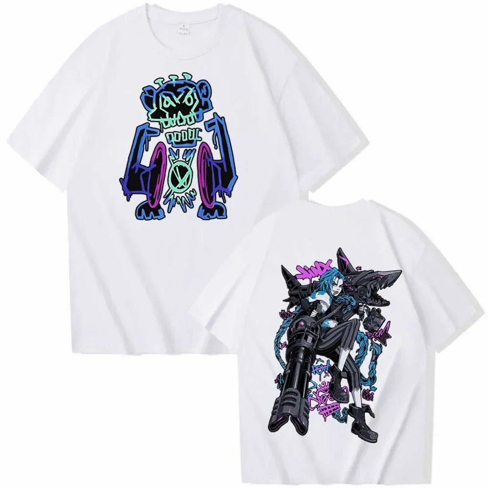 Arcane Jinx Graffiti T-shirt Man Women Harajuku O-neck Summer Casual tee Shirt game t shirt