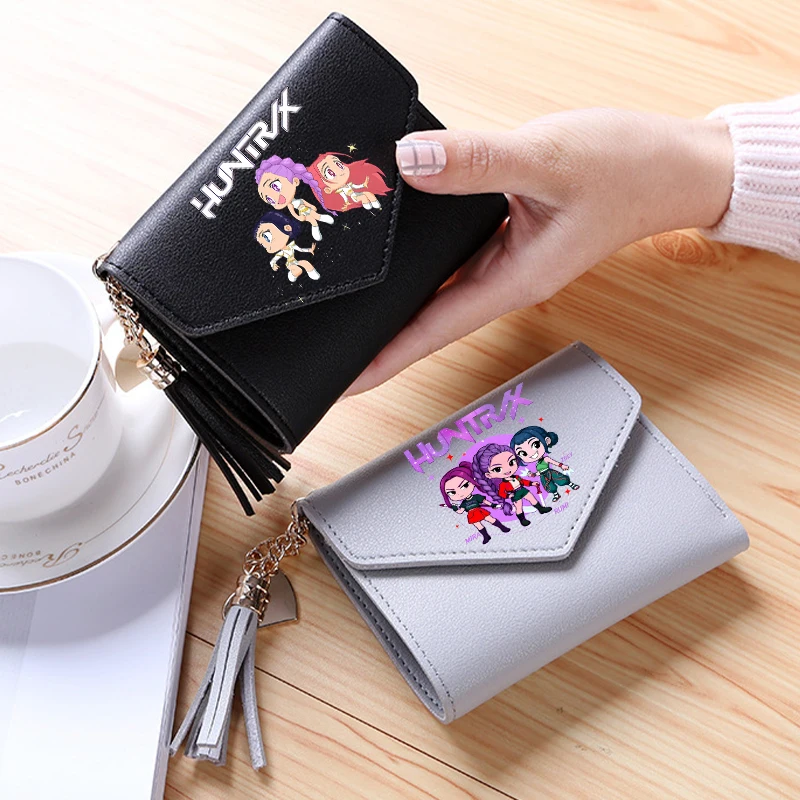 

KPop Demon Hunters Short Wallet Multi Card Portable Coin Wallet Cute Fashion Cartoon Anime Pattern Wallet Friend Birthday Gift