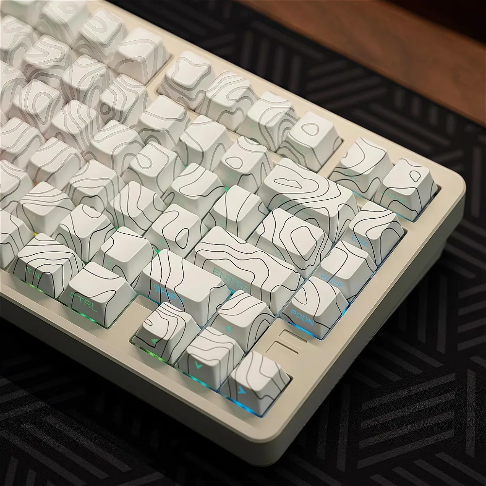 

Contour keycaps side-engraved translucent PBT material black and white cherry height mechanical keyboard keycaps for MX switches