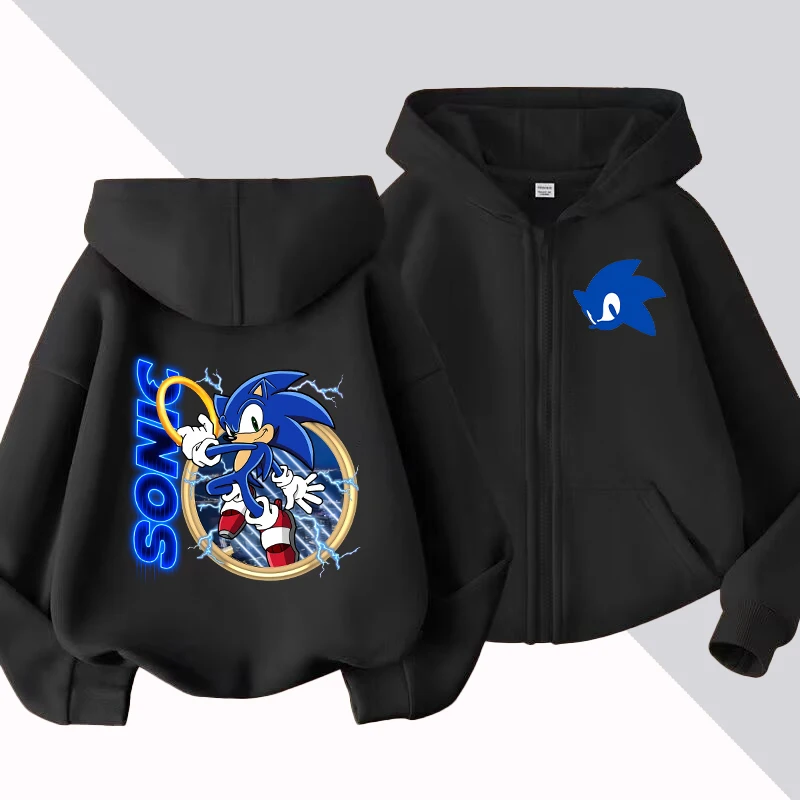 Sonics Kids Thin Hooded Coats Anime Zipper Sweatshirts Outwear Fashion Spring Fall Hoodies Sportwear Children Clothes Boys Gift