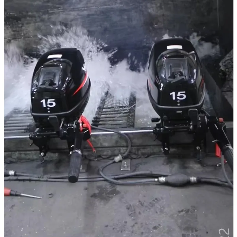 Tiller Handle Marine Boat AIQIDI Water Cooling 2-Stroke 15HP Outboard Engine For Sale
