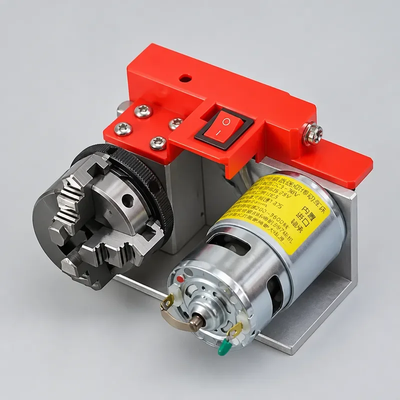 Mini Wood Lathe Machine 4 Jaw Chuck 775 Motor DIY Metalworking Tool for Jewelry Beads Craft Model Making Precision Turning