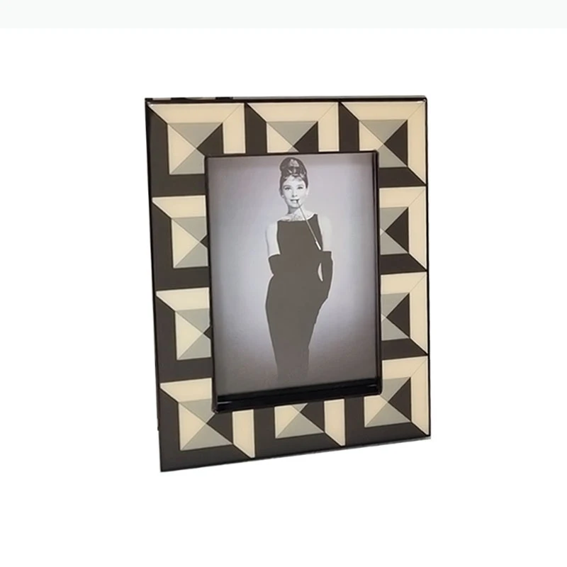 Checkered Photo Frames 6/7 Inch Picture Bedside Table Wedding Anniversary Photo Desk Decoration