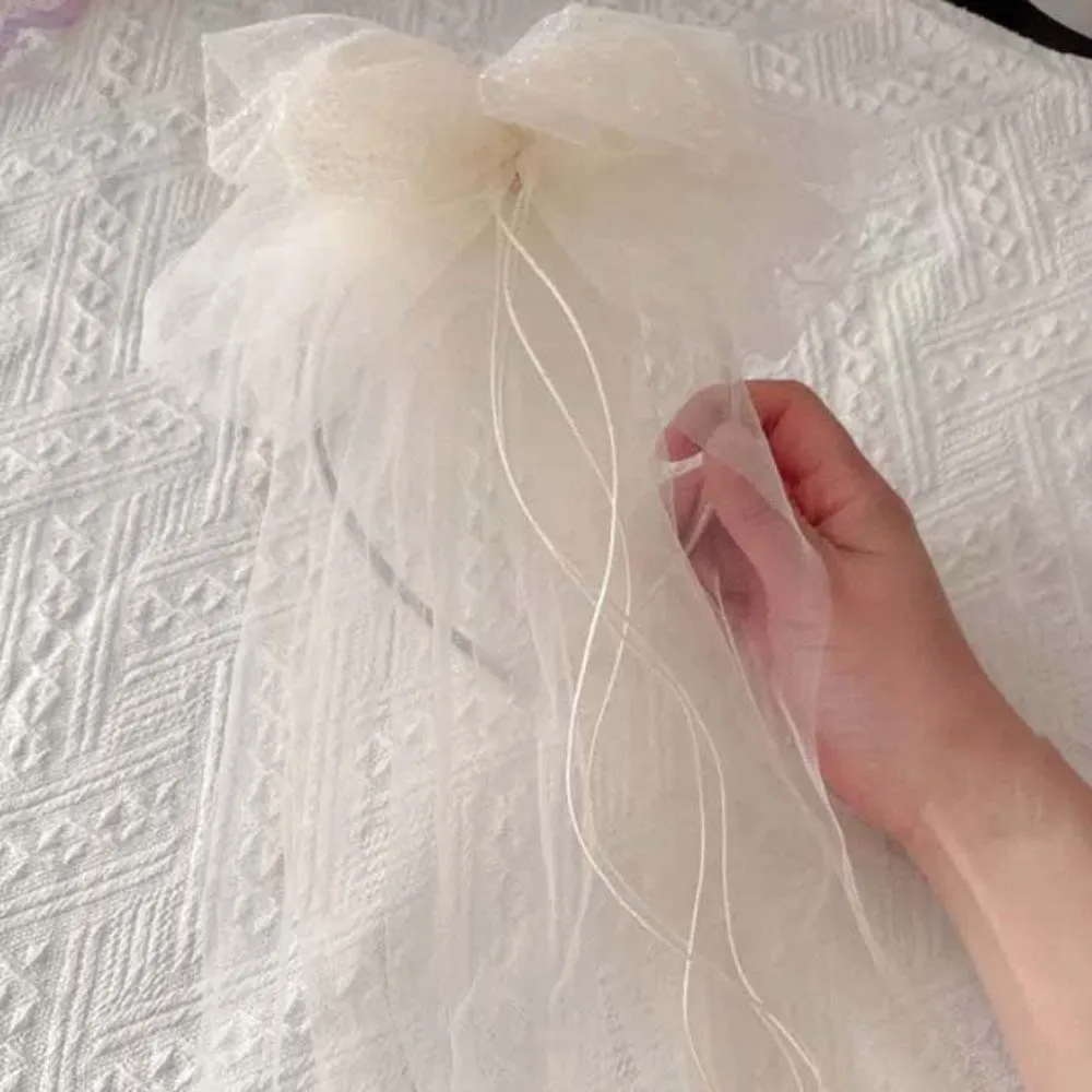 

Модный ободок для волос с бантом и вуалью из полиэстеровой сетки, розовый, для девочек, свадебный, из фатина