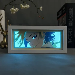 Paper Cut Аниме Light Box Blue Lock Michael Kaiser для украшения спальни Манга Shadow Box Настольная настольная лампа Аниме Ночник