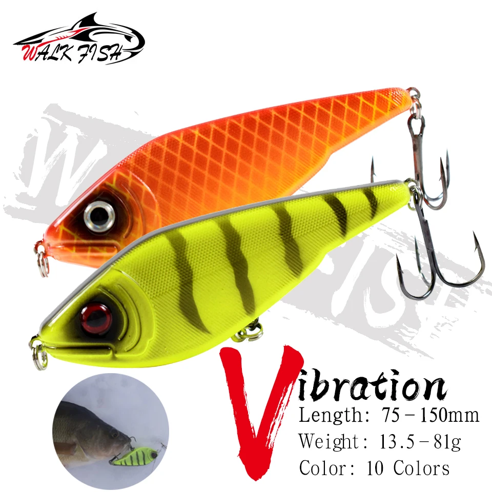 

WALK FISH Sinking Jerkbait Slider Lures for Fishing 13.5g 26g 52g 81g Durable Pike Wobbler Crankbaits Fishing Lure for Bass