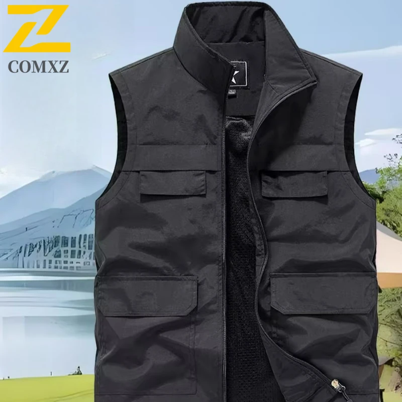 

Men's Vest 2025 New Lightweight Fishing Outdoor Multi Pocket Breathable Gilet Casual Sleeveless Apparel Versatile Utility Vests