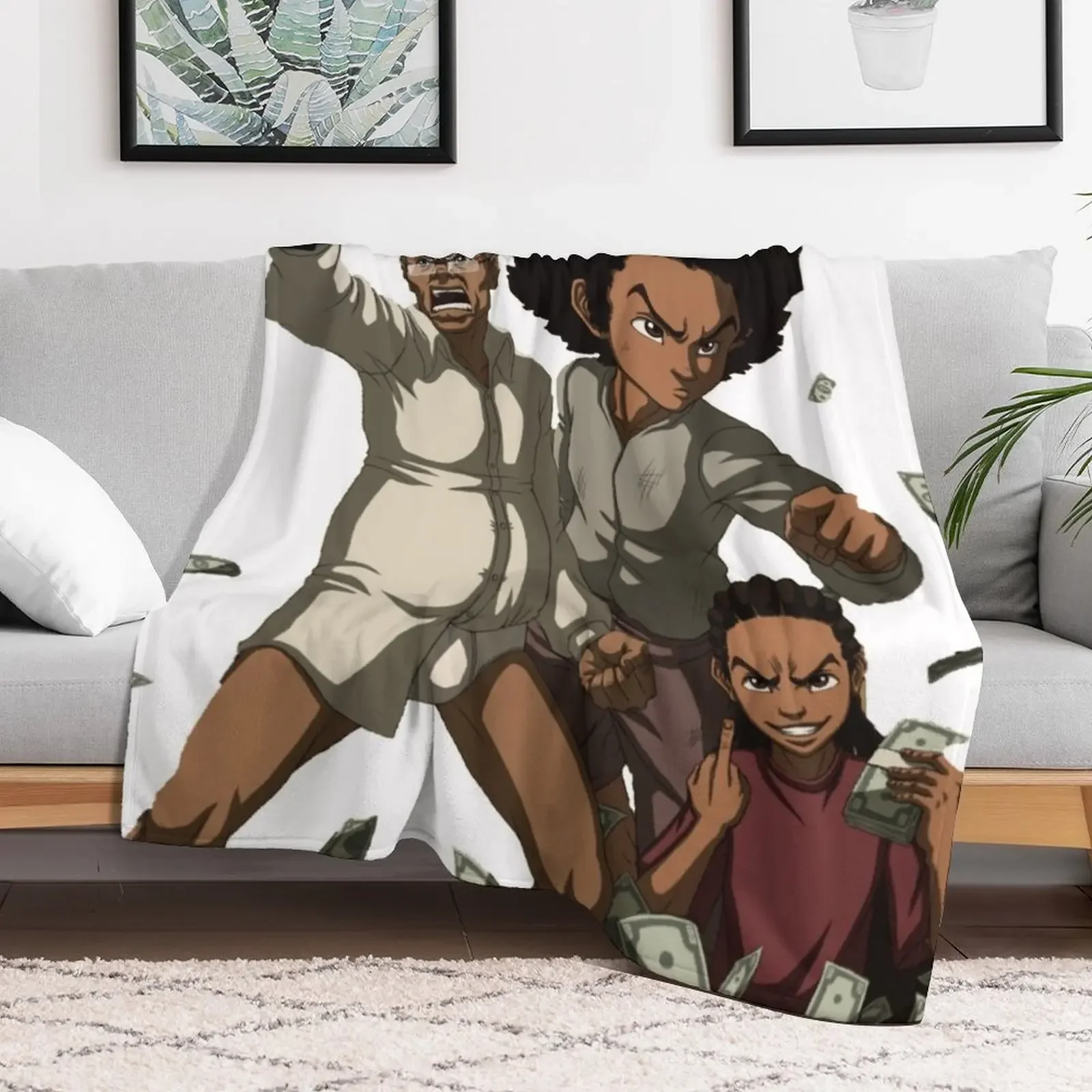 The Boondocks Huey Throw Blanket Compact Warm Blanket for Car Road Trip