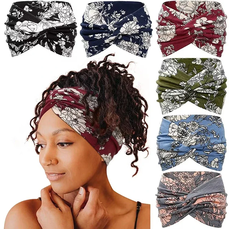Boho Style Wide Headbands For Women Extra Large Turban Workout Headband Fashion Yoga Hair Bands Twisted Thick Hair Accessories image 5