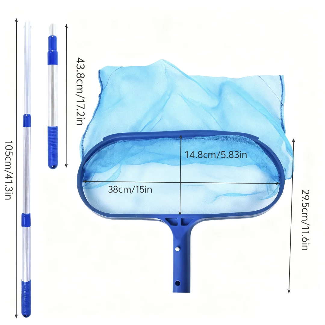 مقشدة حمام السباحة - شبكة حمام السباحة مع عمود 3 أقسام، الطول الإجمالي 48 بوصة، أداة تنظيف حمام السباحة لإزالة الأوراق والحطام #5