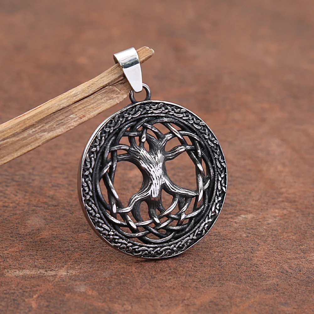 Vintage Tree of Life Pendant Necklace For Men Women Stainless Steel Celtic Knot Necklaces Classic Fashion Jewelry Gift