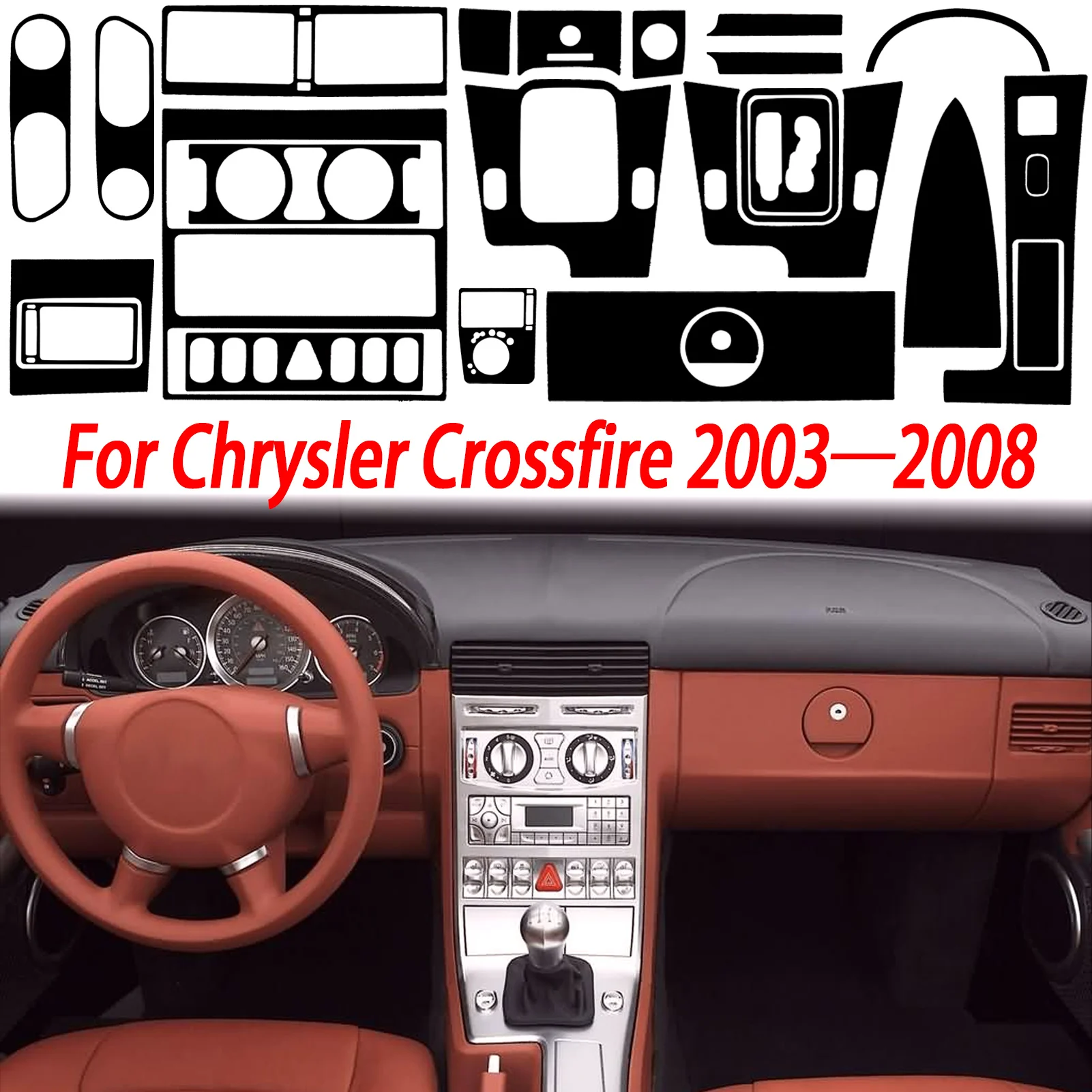 For Chrysler Crossfire 2003-2008 Carbon Fiber Car Interior Accessories Center Console Power Outlet Cover Air Vent  Frame Sticker