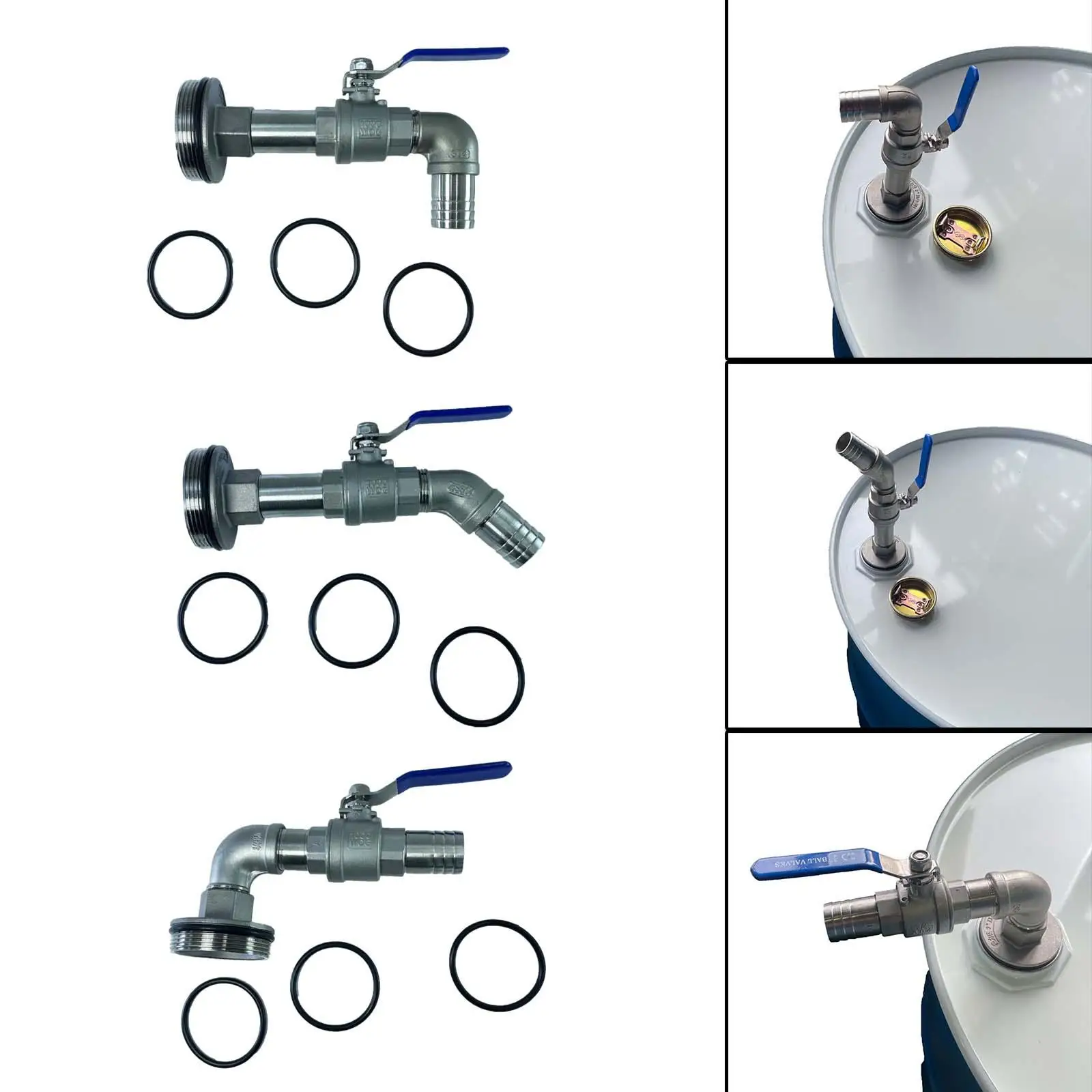 Barrel Spigot with Gaskets Oil Drum Adapter Dn50 Drum Faucet Ball Valve for Container Gasoline Diesel Water Other Liquids