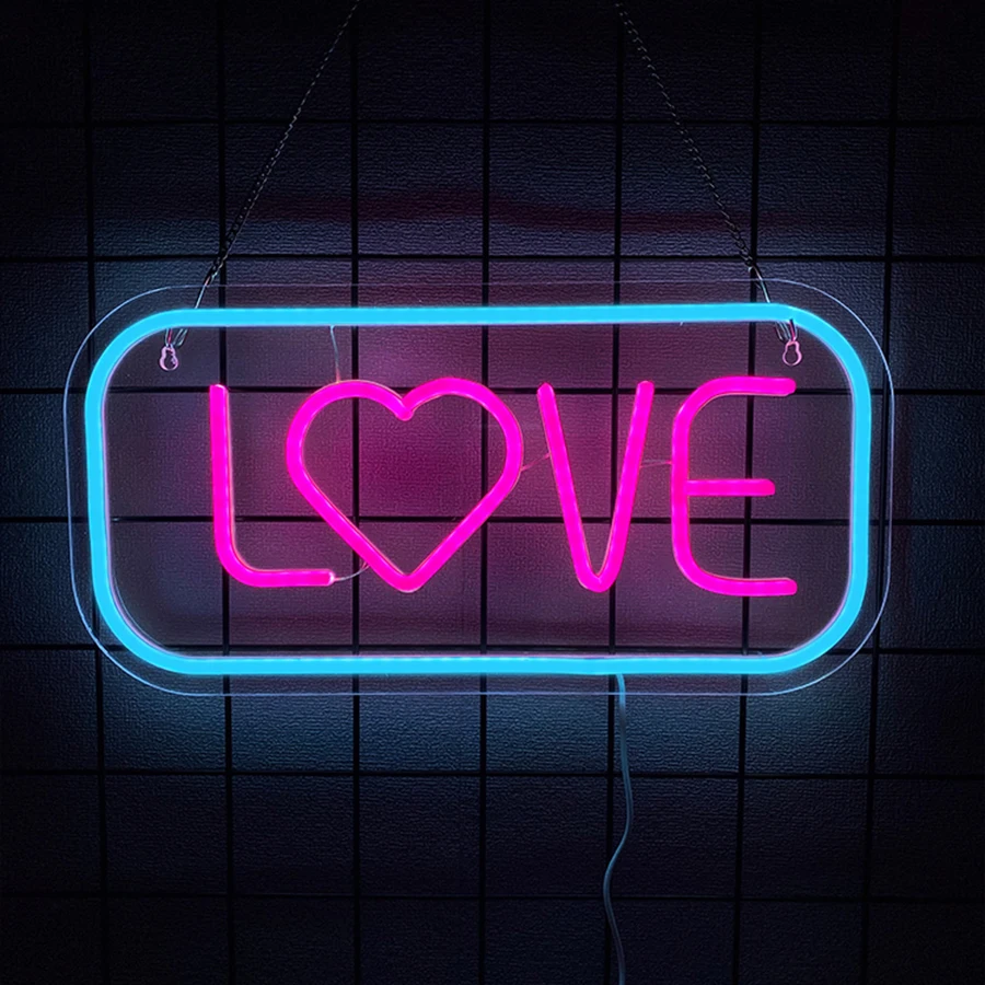 Love Led Neon Sign, Love Heart Icon Wall Art Decor, Suitable For Bedroom Living Room Marriage Proposal Party Wedding Sign.