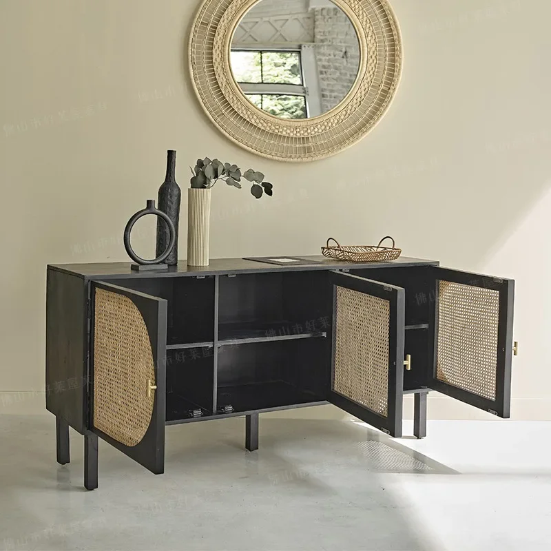 Vintage black cabinet, dining side cabinet, entrance locker, Waijifeng hotel TV cabinet, small apartment, living room tea cabine