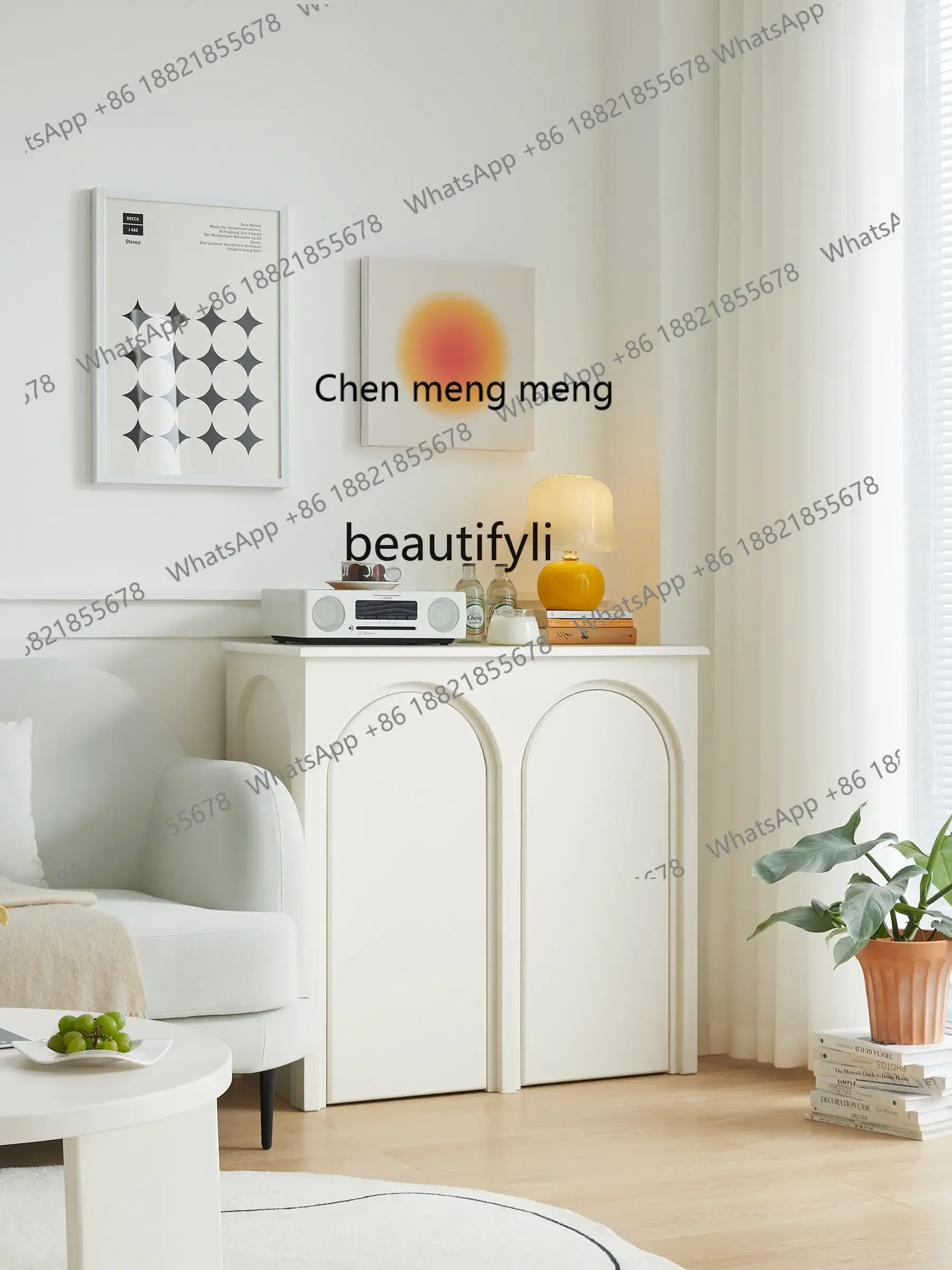 

X French Sideboard Cabinet Nordic Locker Curio Cabinet Hallway Cream Ins Storage Retro Simple Tea storage cabinet