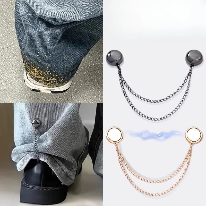 Multi-Function Magnetic Clothing Clip with Chain 1Pc Metal Buttons Clip Clothes Scarf Trouser Legs Cuff Metal Fixing Magnet Pins