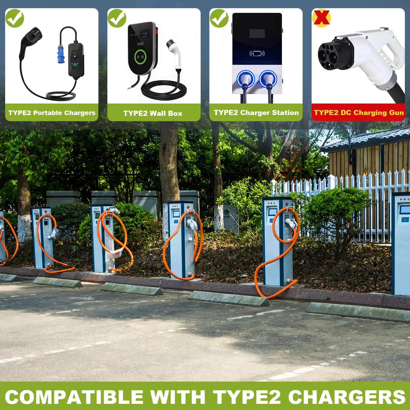 Type2 To Type1 EV Charger Adapter IEC 62196 16A 32A SAE J1772 Electric Vehicle Charging Connector Converter EVSE Plug view 4