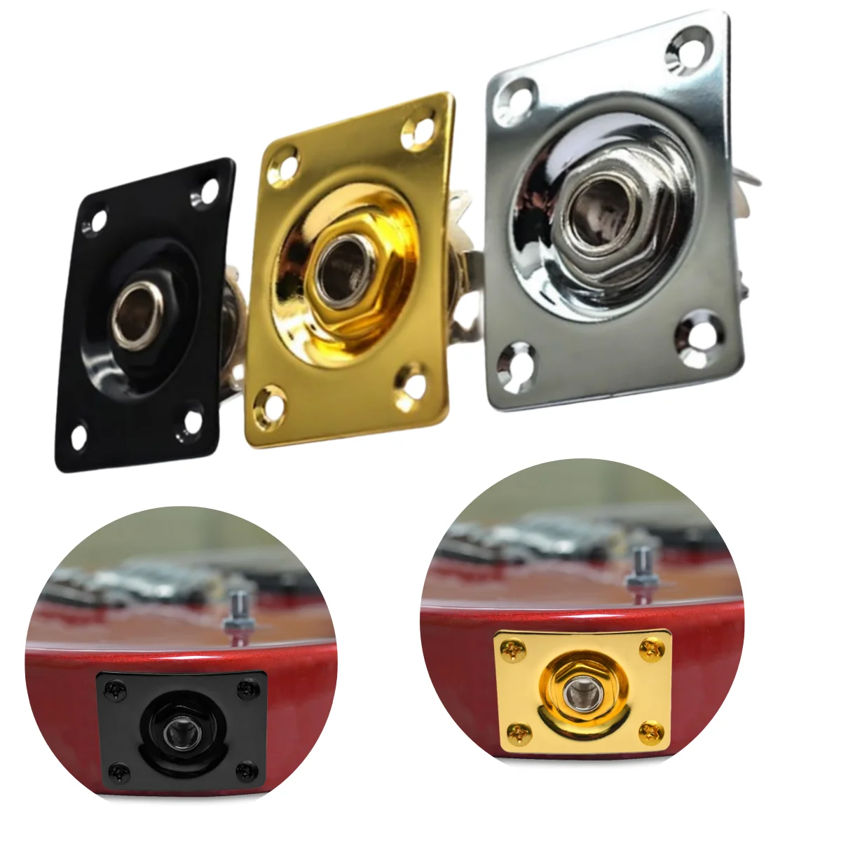 Miwayer Square/Boat Style/Oval Metal 1/4Inch Output Jack Plate Input Jack Socket w/Screws /for Electric Guitar Replacement Parts
