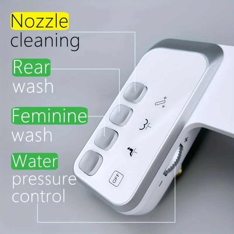 1 Set Japanese-Style Bidet Toilet Seat System - Advanced Rear Wash, Nozzle Cleaning, Water Pressure Control