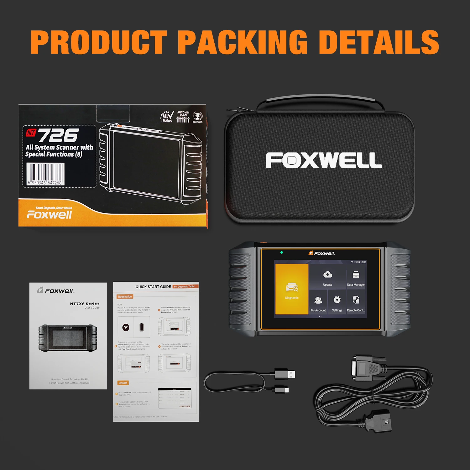 Picture 4: Foxwell NT726 OBD2 Scanner All System Diagnostic Scan Tool with ABS Oil Reset EPB DPF Injector SAS TPMS Code Reader Free Update