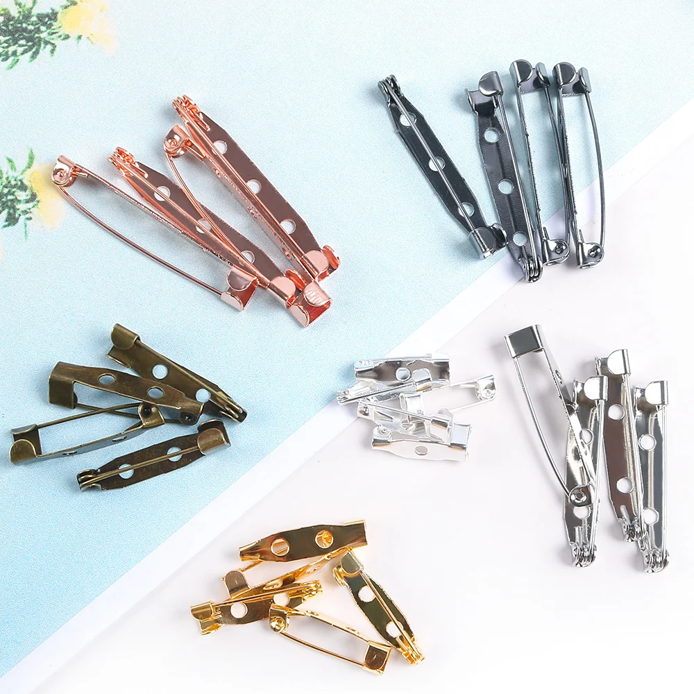 20pcs 15-40mm Safety Pins Brooch base Findings Brooch Clip Pins Blank Base For Jewelry Making DIY Clothing Accessories