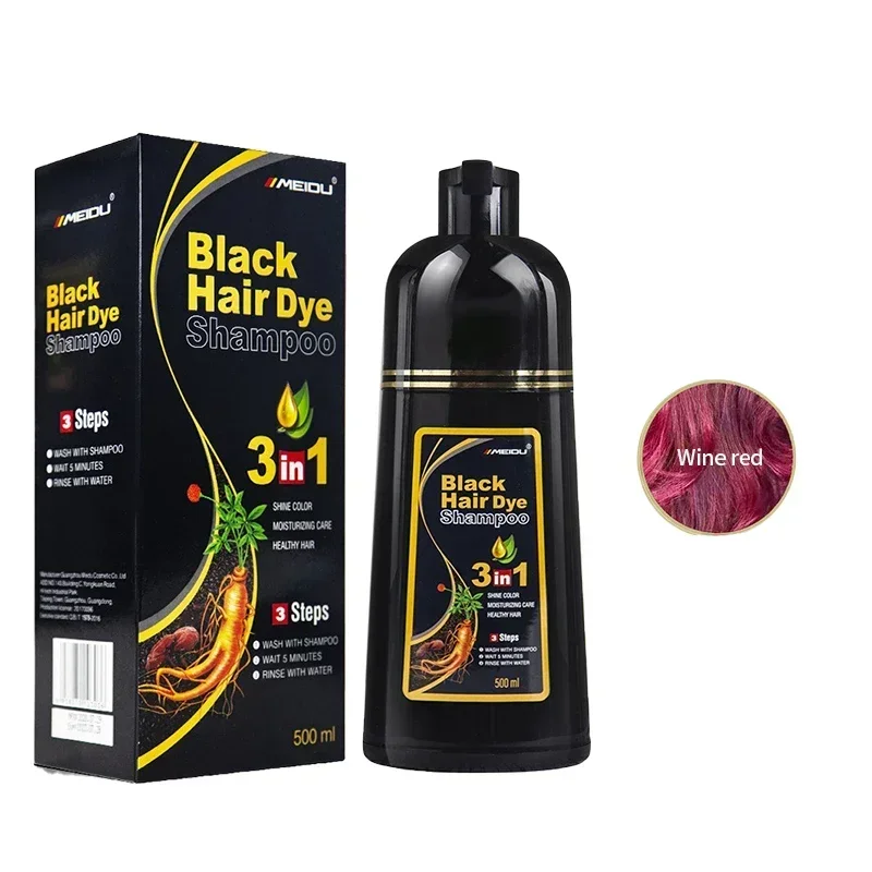 100 ml/500 ml Haarfärbe-Shampoo, 3-in-1, verdunkelndes Haar, sofort grau bis schwarz, Polygonum Multiflorum, natürliche Coloing-Abdeckung für Frauen
