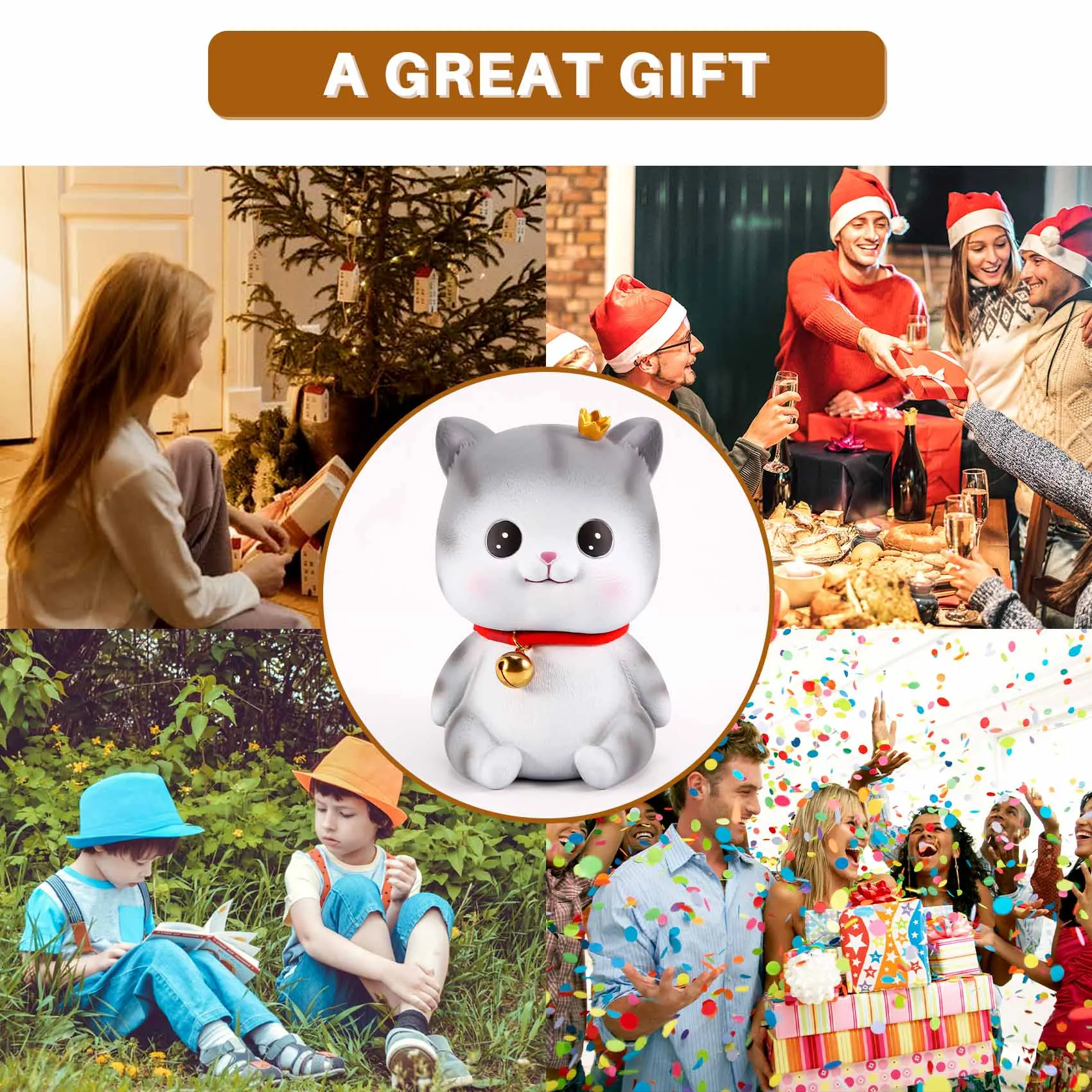 ABGN かわいい猫の装飾貯蓄銀行、家の装飾コイン銀行マネー貯金箱正しいお金の習慣を形成するのに役立ちます