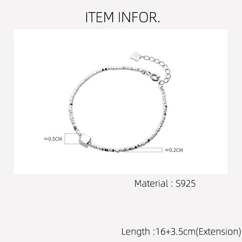 La Monada 16+3.5cm Irregular Bracelets For Women Silver 925 Sterling Box Retro Hexagon 925 Sterling Silver Women's Bracelet