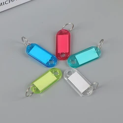 10 Pieces Crystal Clear Plastic Key Tag With Split Ring Label Double Sided Display Window For DIY Keychain Kit Craft Material
