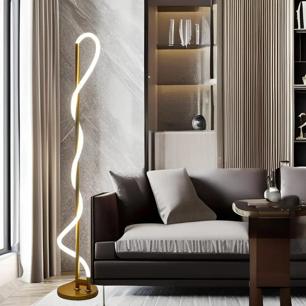 

Lampara De Design Luxury Gold DIY LED Fabric Flexible Neon Floor Lamps Nordic Corner Beside Standing Lights for Living Room 2025