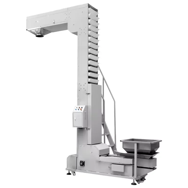 

Inclined Z Type PU/PVC Belt Conveyor with Lift Hopper/ Vertical Bucket Elevator Customized