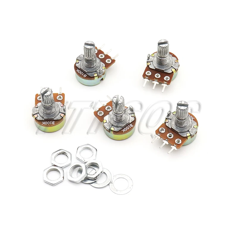 5PCS WH148 15mm 3pin Linear Potentiometer 1K 2K 5K 10K 20K 50K 100K 250K 1M Potentiometers Kit With Nuts And Washers