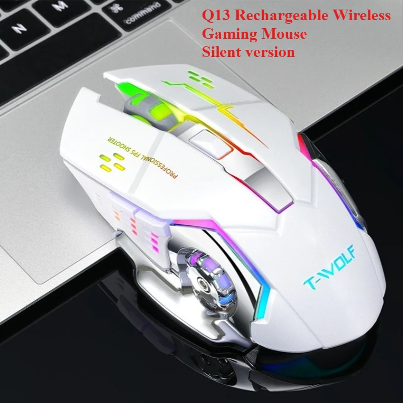 T-WOLF Thunder Wolf Q13B dual-mode wireless Bluetooth mouse TYPE-C charging silent luminous e-sports game mouse