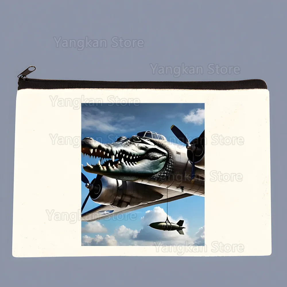 Italian Brainrot Sublimation Blank Canvas Makeup Bags Zipper Pouch Pencil Case Blank Craft Bags Cosmetic Pouch For Travel