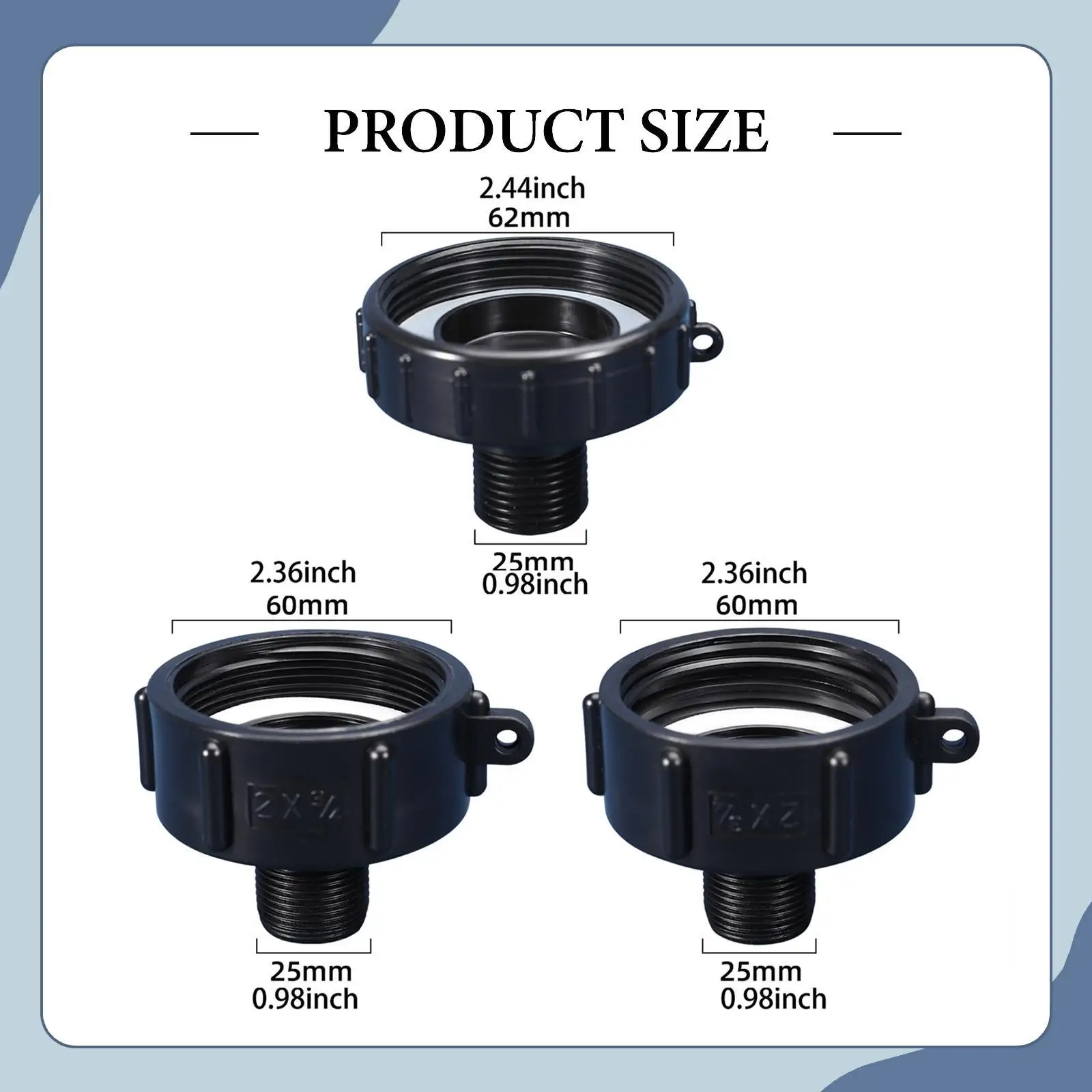 PP Material IBC Water Tank Adapter Three Piece Set for Garden Hose Connection and Outdoor Use