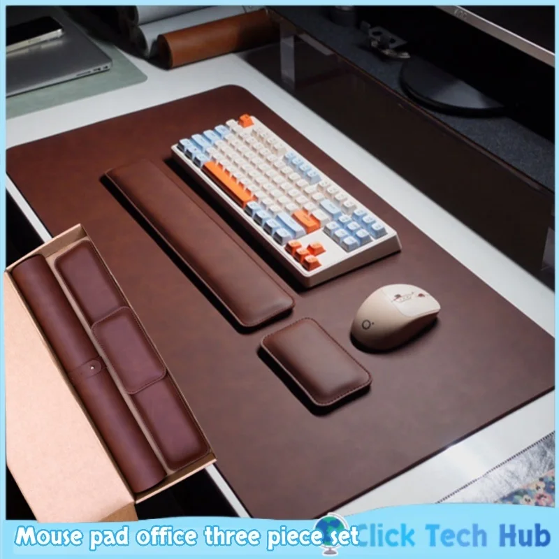 

Crazy Horse Pattern Leather Mouse Pad Mouse Wrist Guard Keyboard Hand Support Three Piece Set Memory Cotton Office Accessories